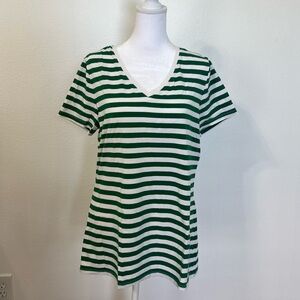 Amazon Essentials Women’s Short Sleeve T-Shirt in Dark Green & White Stripe